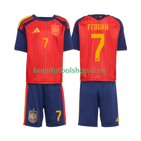 Camiseta de Fútbol España Ferran Torres 7 World Cup 2026 Primera Equipación Manga Corta Niño