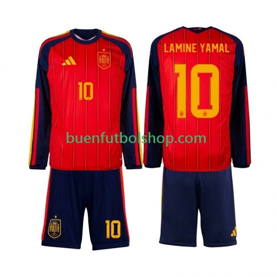 Camiseta de Fútbol España Lamine Yamal 10 World Cup 2026 Primera Equipación Manga Larga Niño