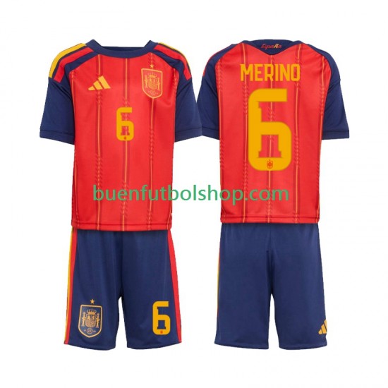 Camiseta de Fútbol España Mikel Merino 6 World Cup 2026 Primera Equipación Manga Corta Niño