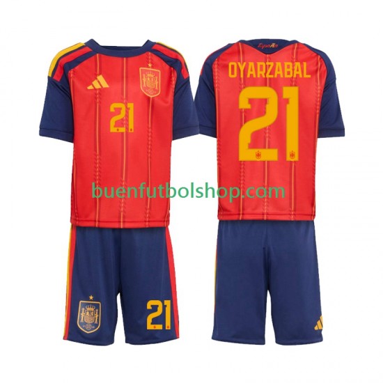 Camiseta de Fútbol España Mikel Oyarzabal 21 World Cup 2026 Primera Equipación Manga Corta Niño