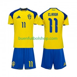 Camiseta de Fútbol Suecia Anthony Elanga 11 2026 Primera Equipación Manga Corta Niño