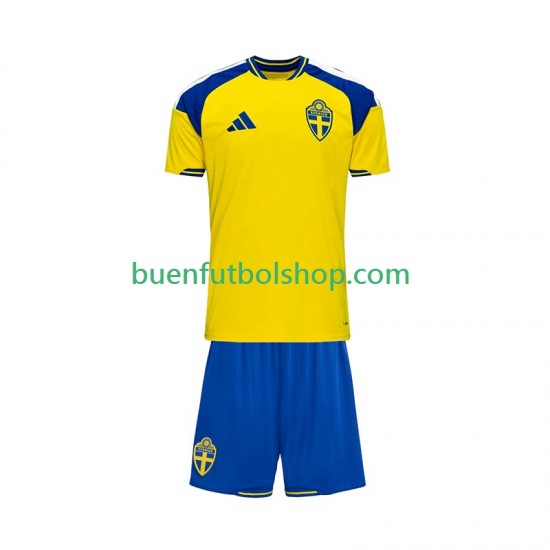 Camiseta de Fútbol Suecia 2026 Primera Equipación Manga Corta Niño