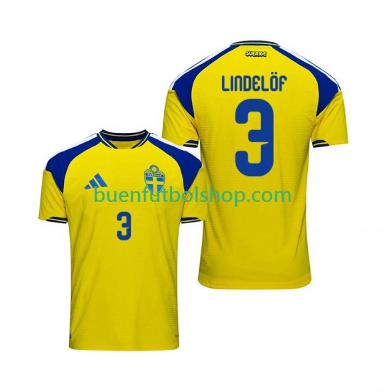Camiseta de Fútbol Suecia Victor Lindelof 3 2026 Primera Equipación Manga Corta Hombre
