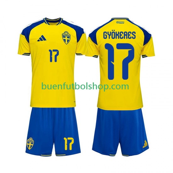 Camiseta de Fútbol Suecia Viktor Gyokeres 17 2026 Primera Equipación Manga Corta Niño