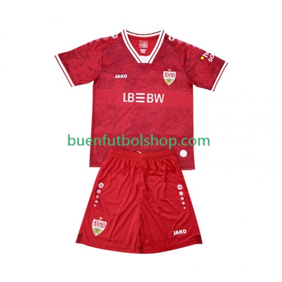 Camiseta de Fútbol VfB Stuttgart 2025-2026 Segunda Equipación Manga Corta Niño