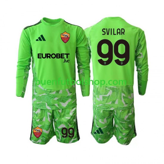 Camiseta de Fútbol AS Roma Portero Mile Svilar 99 2026-2027 Primera Equipación Manga Larga Niño