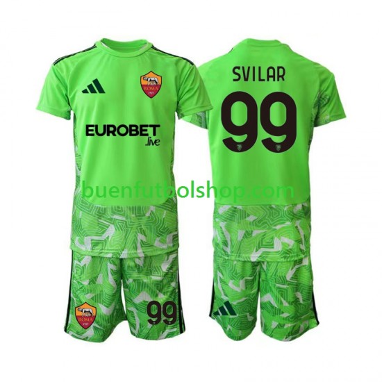 Camiseta de Fútbol AS Roma Portero Mile Svilar 99 2026-2027 Primera Equipación Manga Corta Niño