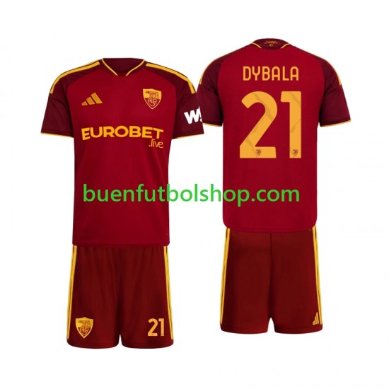 Camiseta de Fútbol AS Roma Paulo Dybala 21 2026-2027 Primera Equipación Manga Corta Niño