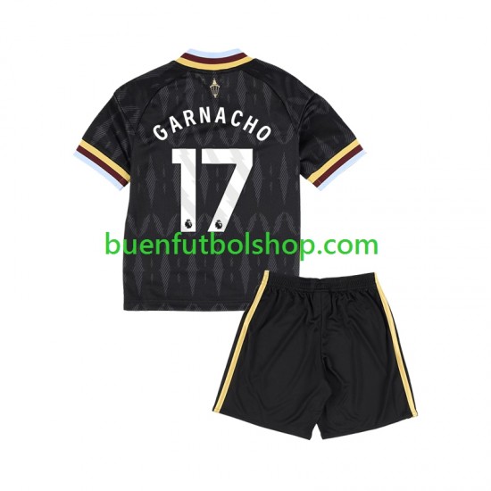 Camiseta de Fútbol Aston Villa Alejandro Garnacho 17 2026-2027 Segunda Equipación Manga Corta Niño