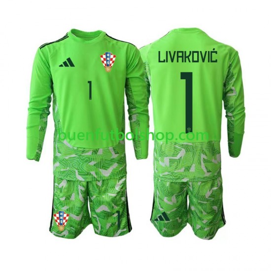 Camiseta de Fútbol Croacia Portero Dominik Livakovic 25 2026-2027 Primera Equipación Manga Larga Niño