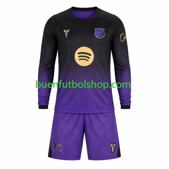 Camiseta de Fútbol FC Barcelona 2026-2027 Segunda Equipación Manga Larga Niño