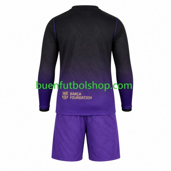 Camiseta de Fútbol FC Barcelona 2026-2027 Segunda Equipación Manga Larga Niño