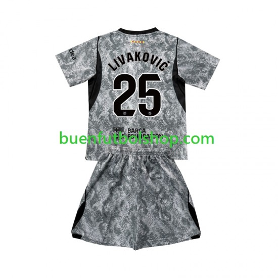 Camiseta de Fútbol FC Barcelona Portero Dominik Livakovic 25 2026-2027 Segunda Equipación Manga Corta Niño