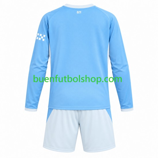 Camiseta de Fútbol Manchester City 2026-2027 Primera Equipación Manga Larga Niño
