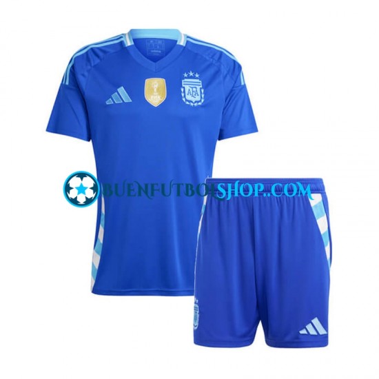 Camiseta de Fútbol Argentina Copa America 2024 Segunda Equipación Azul Manga Corta Niño