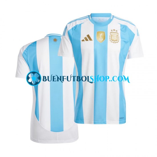 Camiseta de Fútbol Argentina Copa America 2024 Primera Equipación Azul Blanco Manga Corta Hombre