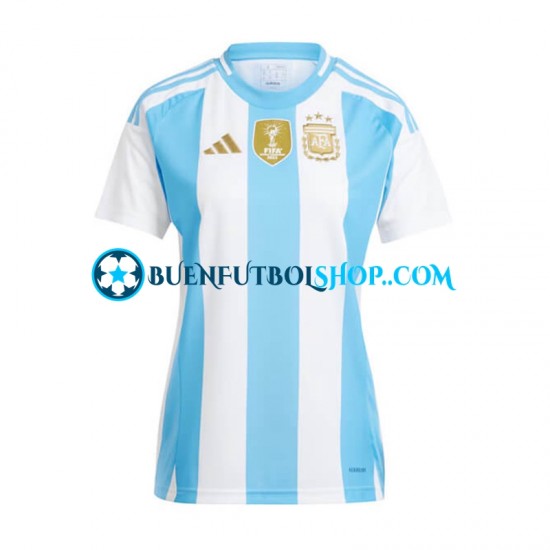 Camiseta de Fútbol Argentina Copa America 2024 Primera Equipación Azul Blanco Manga Corta para Mujer