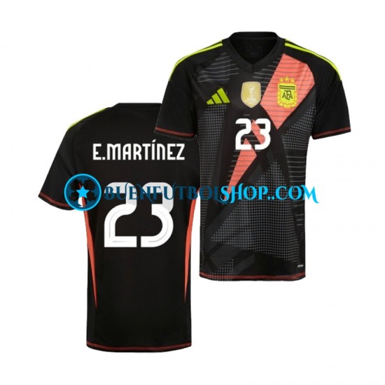 Camiseta de Fútbol Argentina Portero Emiliano Martinez 23 Copa America 2024 Primera Equipación Negro Manga Corta Hombre