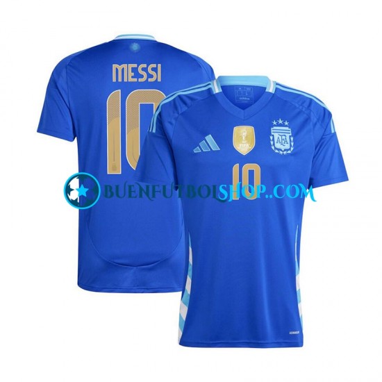 Camiseta de Fútbol Argentina Lionel Messi 10 Copa America 2024 Segunda Equipación Azul Manga Corta Hombre