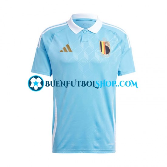 Camiseta de Fútbol Bélgica Euro 2024 Segunda Equipación Azul Manga Corta Hombre