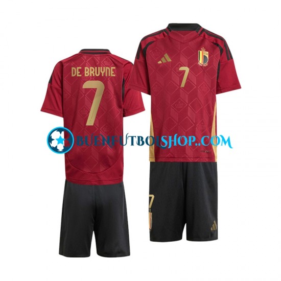 Camiseta de Fútbol Bélgica De Bruyne 7 Euro 2024 Primera Equipación Rojo Manga Corta Niño