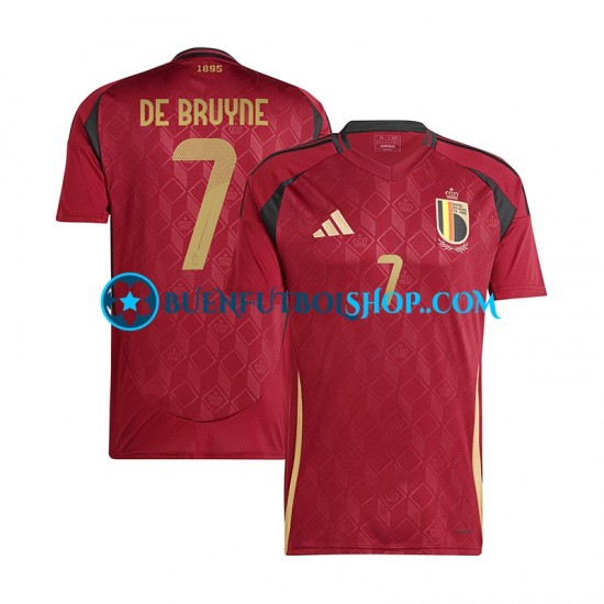 Camiseta de Fútbol Bélgica De Bruyne 7 Euro 2024 Primera Equipación Rojo Manga Corta Hombre