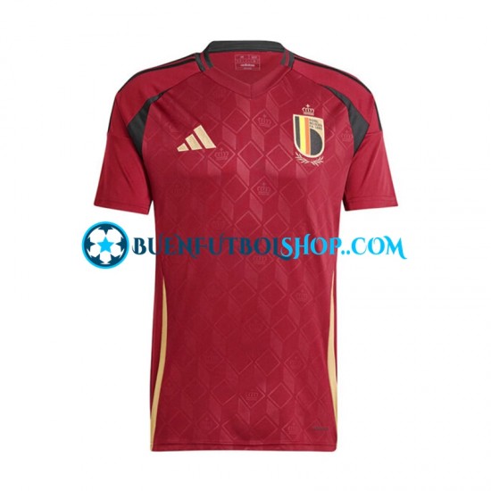 Camiseta de Fútbol Bélgica Euro 2024 Primera Equipación Rojo Manga Corta Hombre