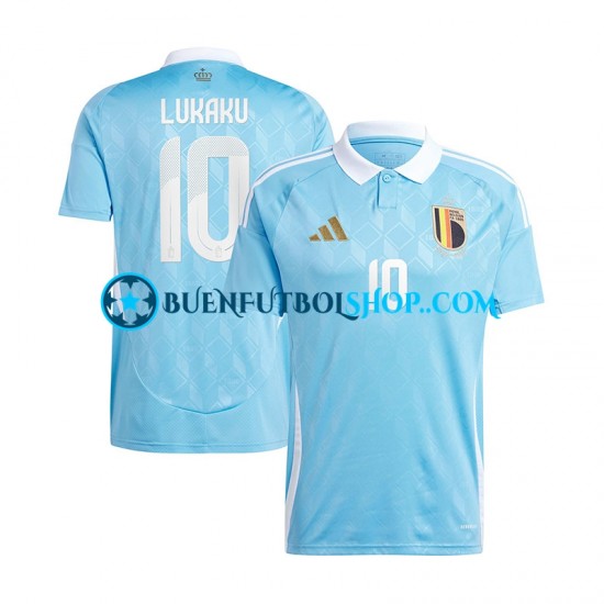 Camiseta de Fútbol Bélgica Romelu Lukaku 10 Euro 2024 Segunda Equipación Azul Manga Corta Hombre