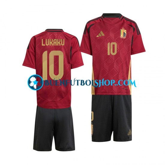 Camiseta de Fútbol Bélgica Romelu Lukaku 10 Euro 2024 Primera Equipación Rojo Manga Corta Niño