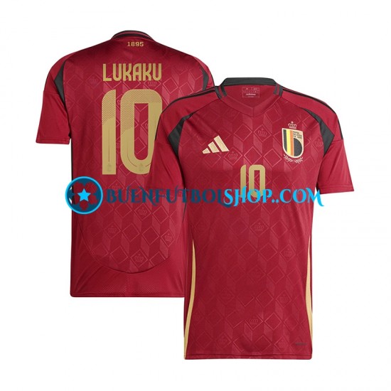 Camiseta de Fútbol Bélgica Romelu Lukaku 10 Euro 2024 Primera Equipación Rojo Manga Corta Hombre