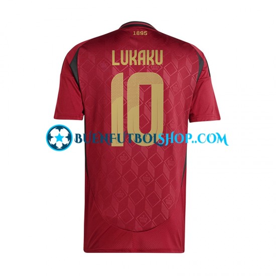 Camiseta de Fútbol Bélgica Romelu Lukaku 10 Euro 2024 Primera Equipación Rojo Manga Corta Hombre