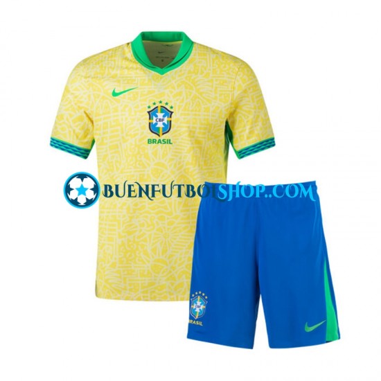 Camiseta de Fútbol Brasil Copa America 2024 Primera Equipación Manga Corta Niño