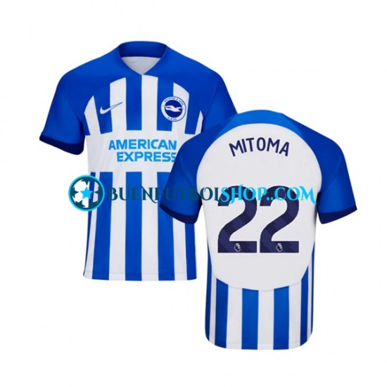 Camiseta de Fútbol Brighton Hove Albion Mitoma 22 2023-2024 Primera Equipación Manga Corta Hombre