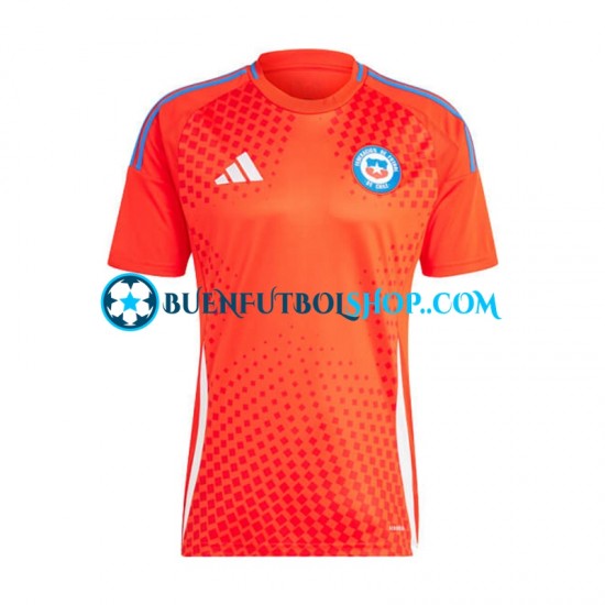 Camiseta de Fútbol Chile Copa America 2024 Primera Equipación Rojo Manga Corta Hombre