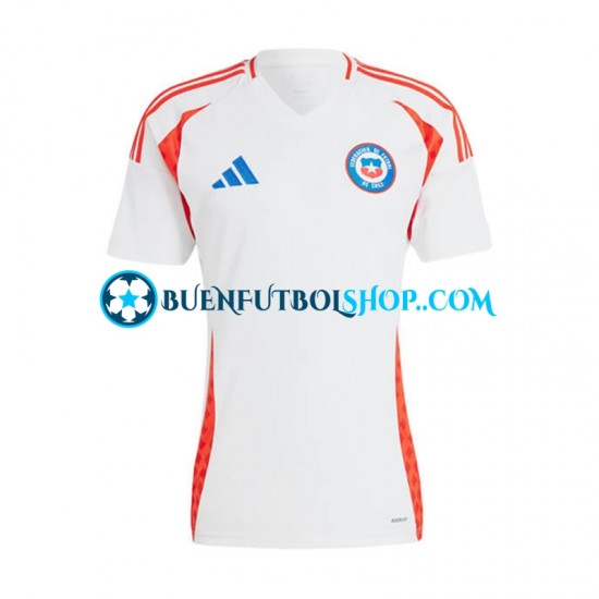 Camiseta de Fútbol Chile Copa America 2024 Segunda Equipación Blanco Manga Corta Hombre