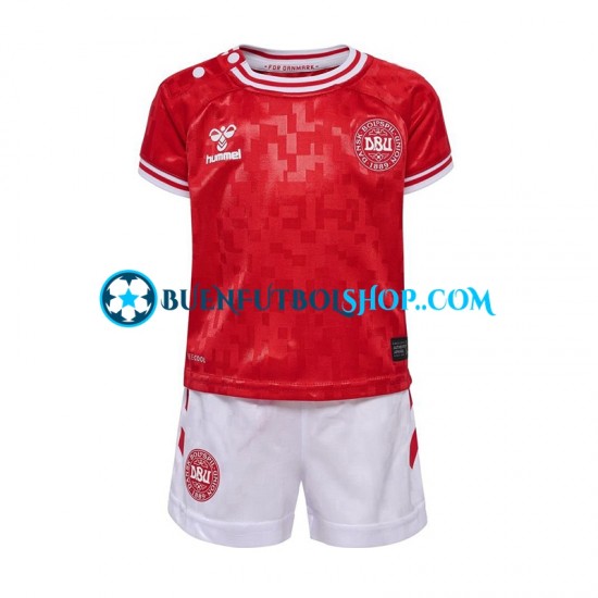 Camiseta de Fútbol Dinamarca Euro 2024 Primera Equipación Rojo Manga Corta Niño