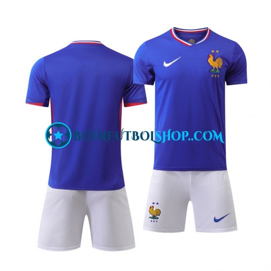 Camiseta de Fútbol Francia Euro 2024 Primera Equipación Azul Manga Corta Niño