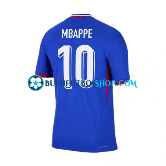 Camiseta de Fútbol Francia Kylian Mbappe 10 Euro 2024 Primera Equipación Azul Manga Corta Hombre