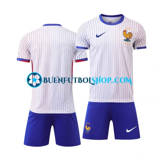 Camiseta de Fútbol Francia Euro 2024 Segunda Equipación Blanco Manga Corta Niño