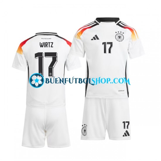 Camiseta de Fútbol Alemania Florian Wirtz 17 Euro 2024 Primera Equipación Blanco Manga Corta Niño