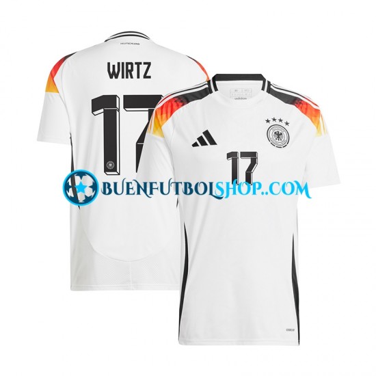 Camiseta de Fútbol Alemania Florian Wirtz 17 Euro 2024 Primera Equipación Blanco Manga Corta Hombre