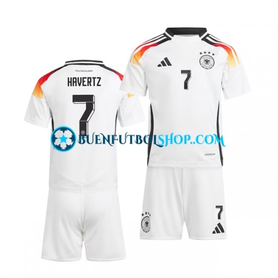 Camiseta de Fútbol Alemania Havertz 7 Euro 2024 Primera Equipación Blanco Manga Corta Niño