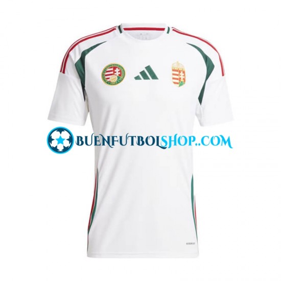 Camiseta de Fútbol Hungría Euro 2024 Segunda Equipación Blanco Manga Corta Hombre