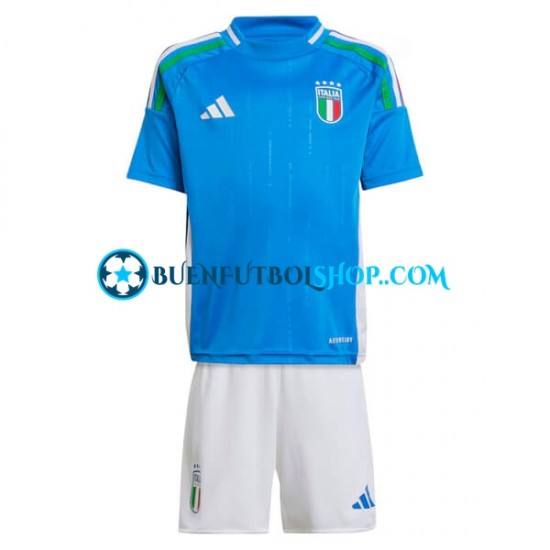 Camiseta de Fútbol Italia Euro 2024 Primera Equipación Azul Manga Corta Niño