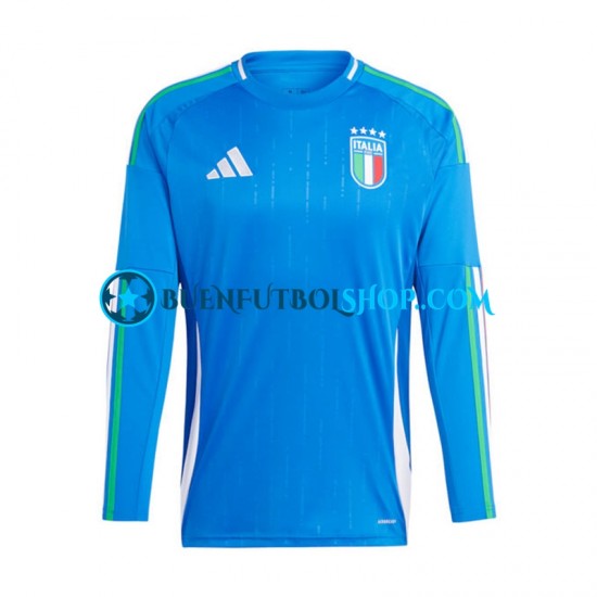 Camiseta de Fútbol Italia Euro 2024 Primera Equipación Azul Manga Larga Hombre