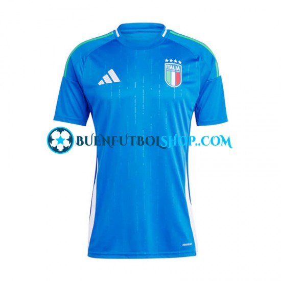 Camiseta de Fútbol Italia Euro 2024 Primera Equipación Azul Manga Corta Hombre