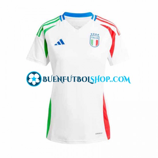 Camiseta de Fútbol Italia Euro 2024 Segunda Equipación Blanco Manga Corta para Mujer