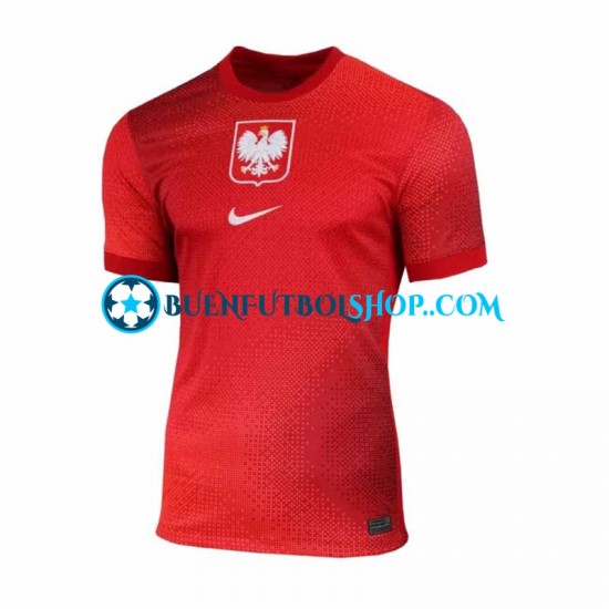 Camiseta de Fútbol Polonia Euro 2024 Segunda Equipación Rojo Manga Corta Hombre