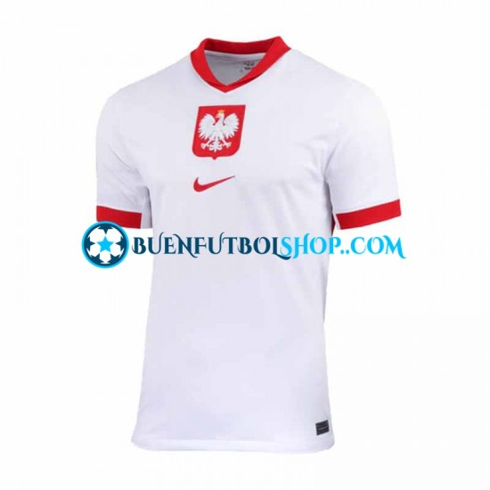 Camiseta de Fútbol Polonia Euro 2024 Primera Equipación Blanco Manga Corta Hombre