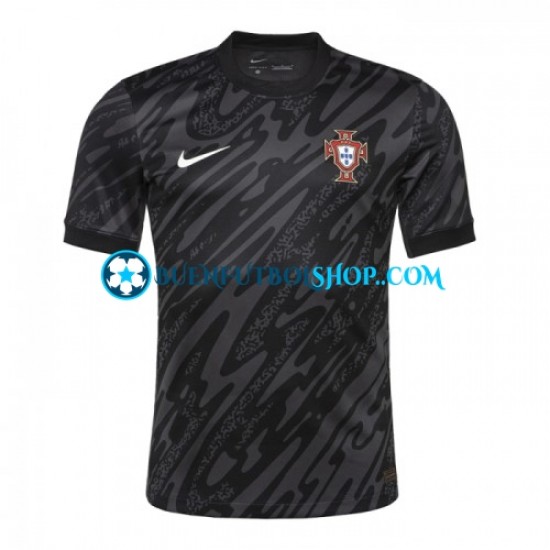 Camiseta de Fútbol Portugal Portero Euro 2024 Segunda Equipación Negro Manga Corta Hombre